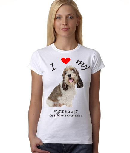 Dogs - I Heart My Petit Basset Griffon Vendeen on Womans Shirt